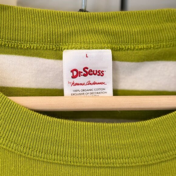 Hanna Andersson Adult Large The Grinch PJs Pajamas Set Green White Long John - Picture 4 of 8